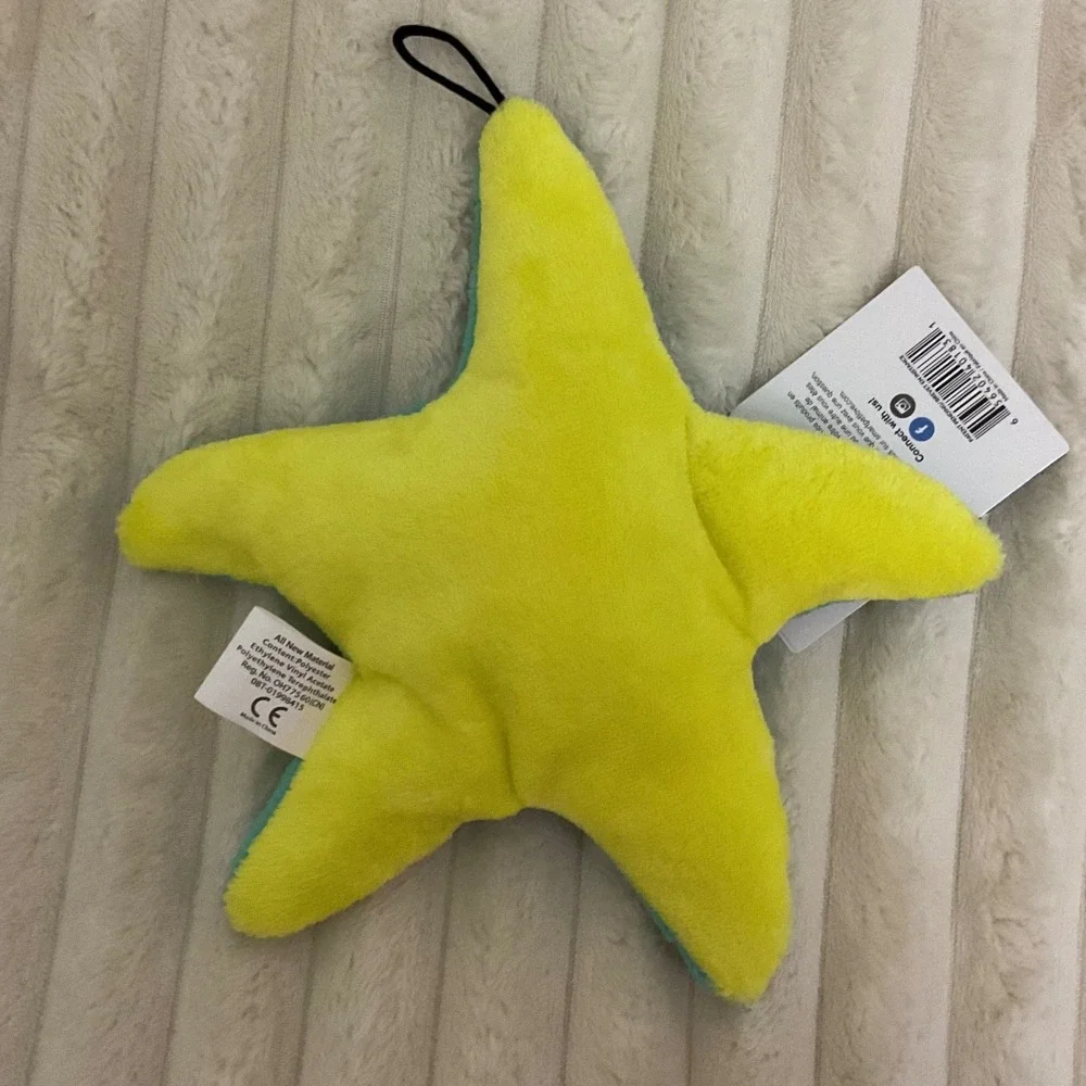 SmartPetLove Tender-Tuffs Starfish Dog Toy Teal Yellow Squeaker TearBlok‎ Medium